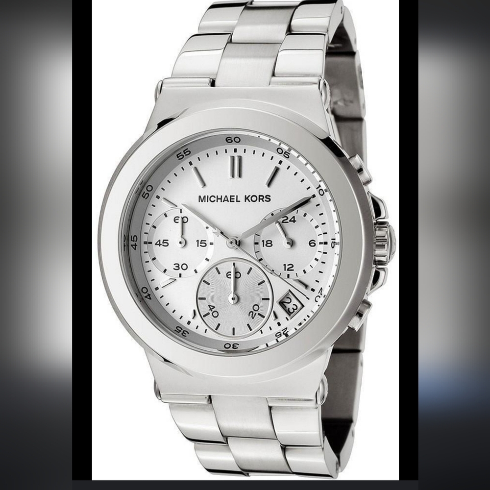 Michael Kors Silver Tone Chronograph Stainless Steel Watch MK5221